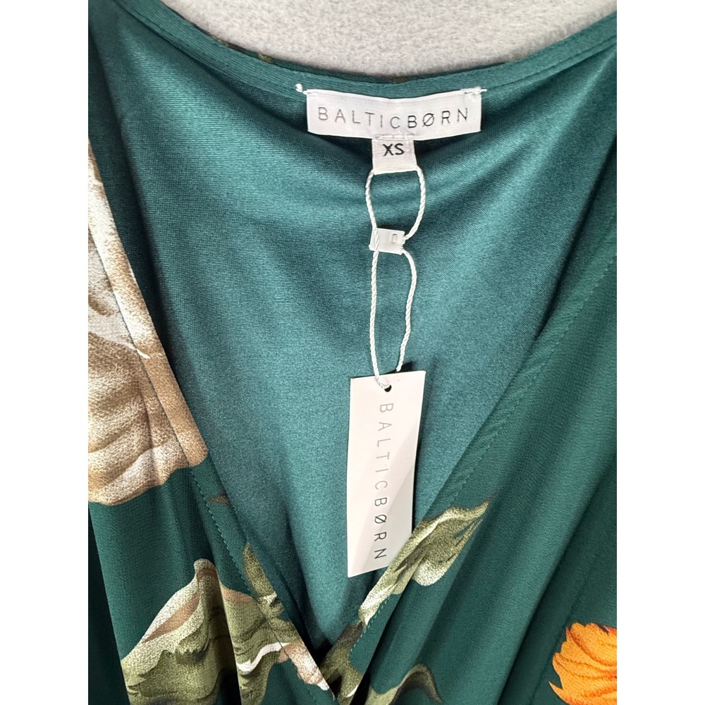 Baltic Born Kia Kimono Maxi Dress Womens XS Deep Topaz Floral Green V-Neck New - Picture 3 of 11